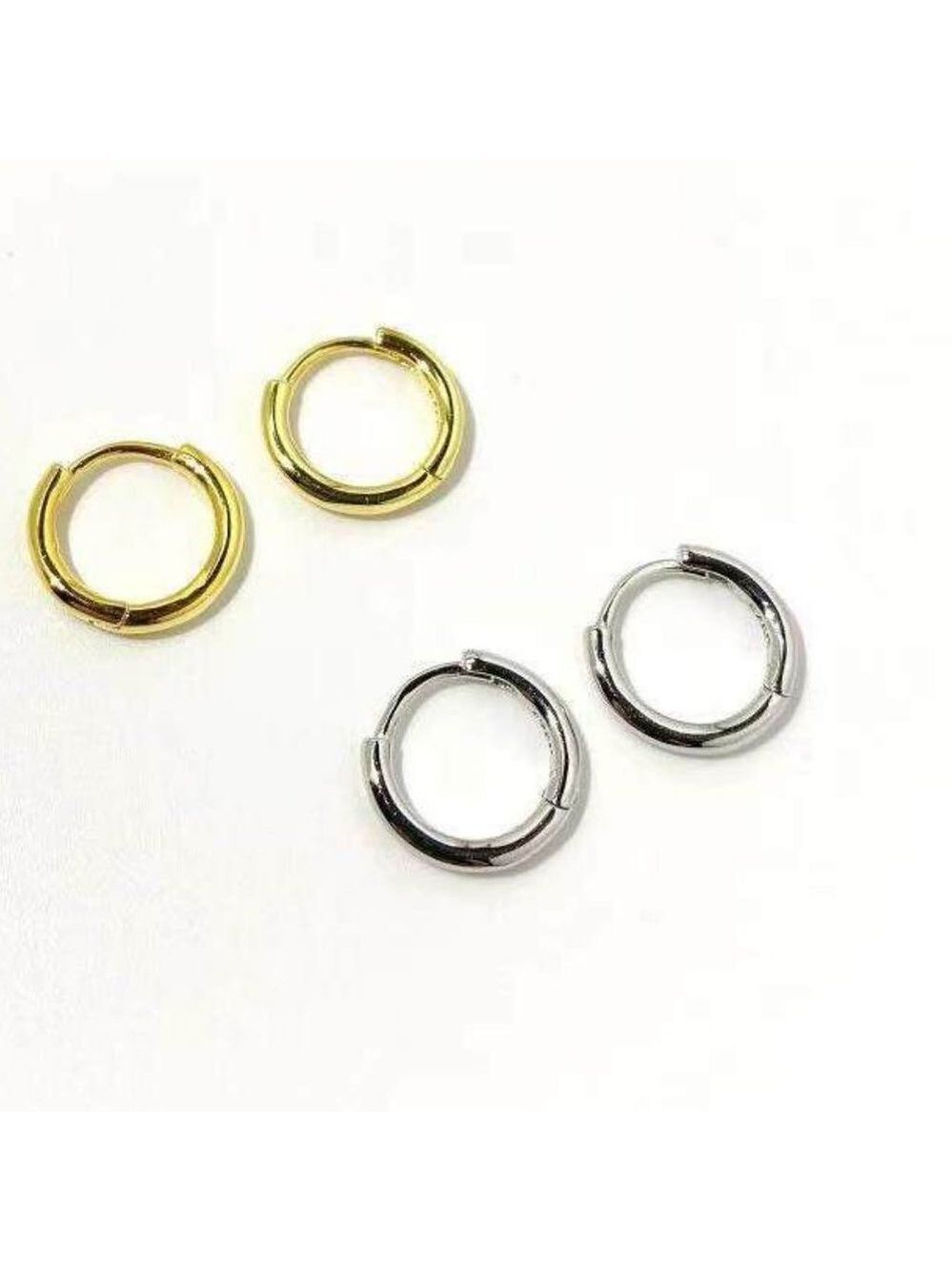 18k Gold Plated Sterling silver hoop Earrings - Picture 3 of 8